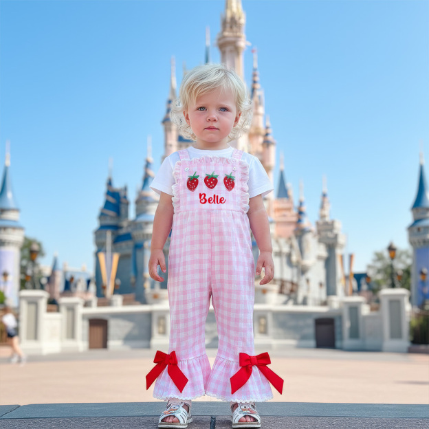 Personalized Girl Birthday Strawberry Overalls| Pants32