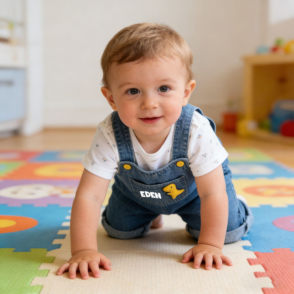 Personalized Boy Dinosaur Denim Overalls| Pants37