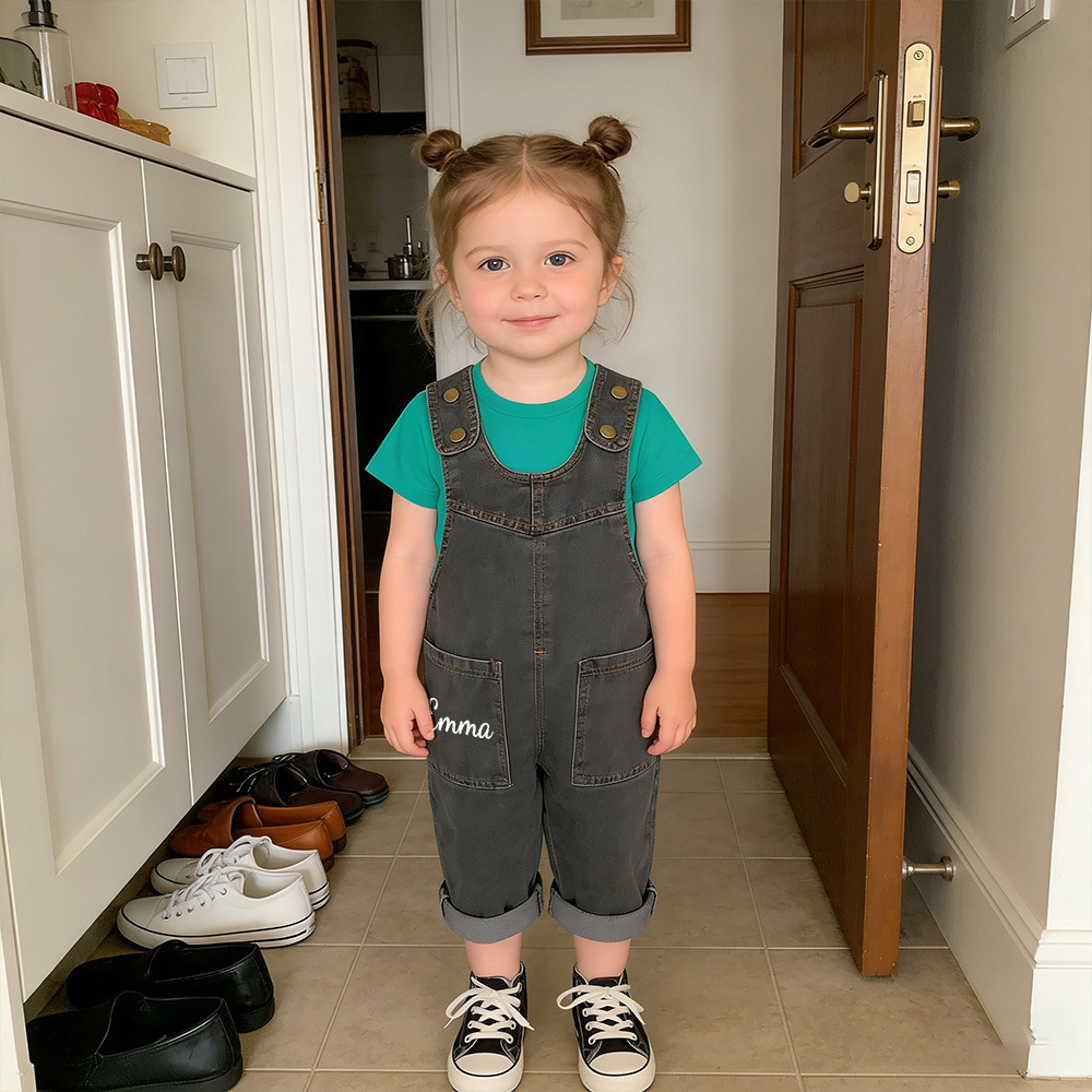 Personalized Kids Retro Denim Overalls| Pants41