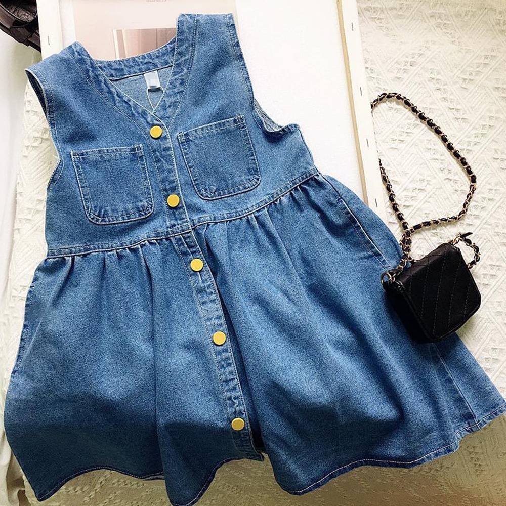 Personalized Girl Summer Denim Vest Dress| Dress70