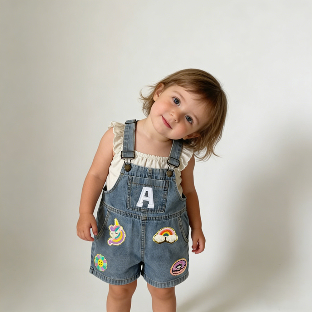 Personalized Kids Patch Denim Overalls| Pants23
