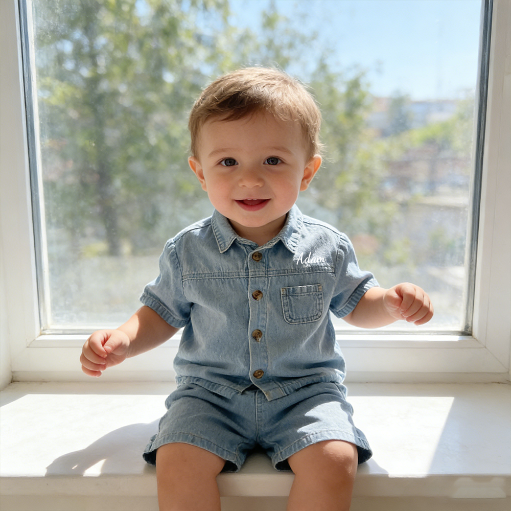 Personalized Boy Casual Denim Two-Piece Set| Cloth268