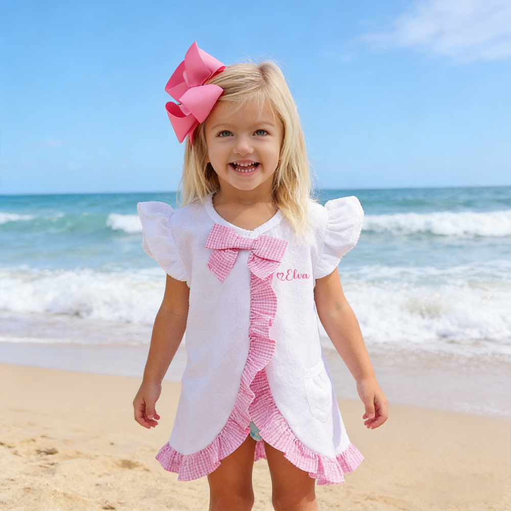 Personalized Girl Ruffle Beach Swim Cover Up| Swimsuit07