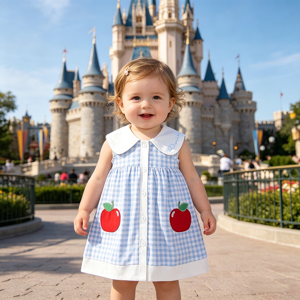 Personalized Girl Check Strawberry Sleeveless Summer Dress| Dress94