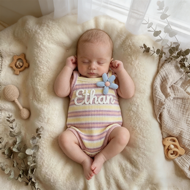 Personalized Baby Hand Knitted Summer Romper| BBcloth137