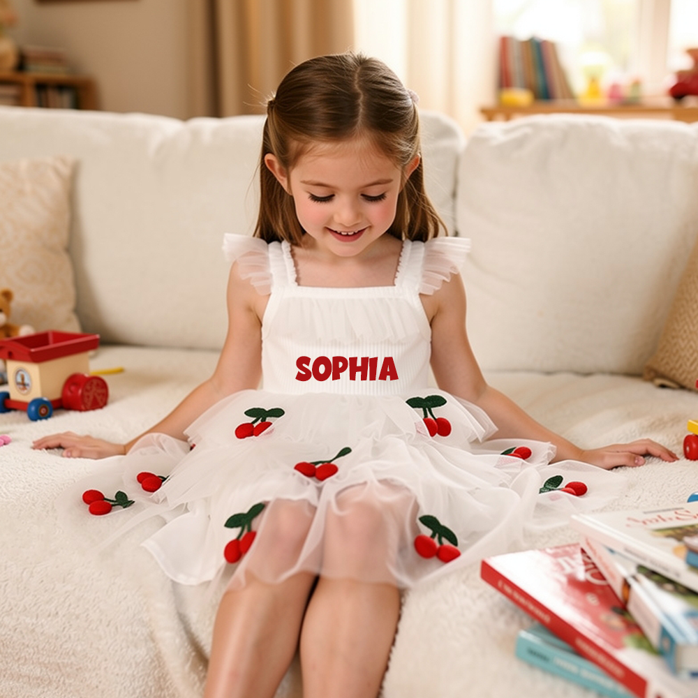 Personalized Girl Cherry Summer Tutu Dress| Dress102