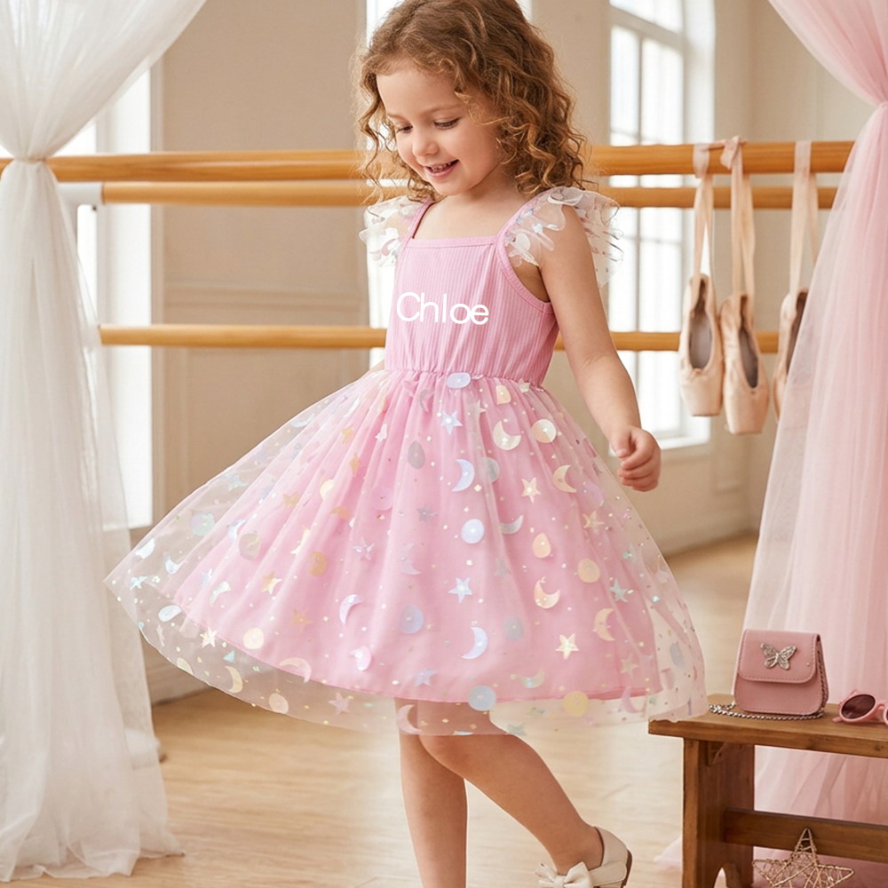 Personalized Girl Pink Sparkle Tutu Dress| Dress110