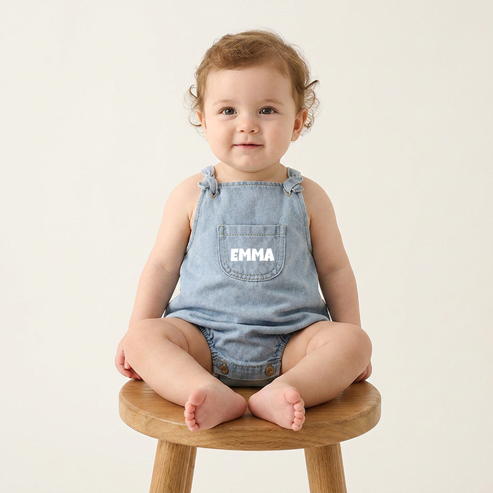 Personalized Denim Baby Overalls Romper| BBcloth141