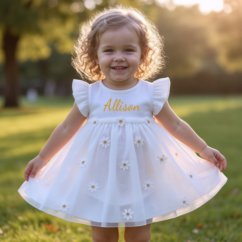 Personalized Daisy Tulle Baby Romper Dress| Dress114