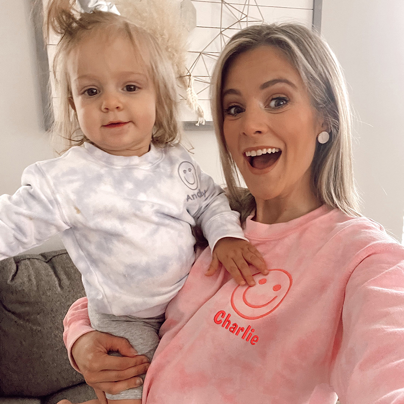 Personalized Embroidered Happy Face Tie Dye Sweatshirt| Cloth95