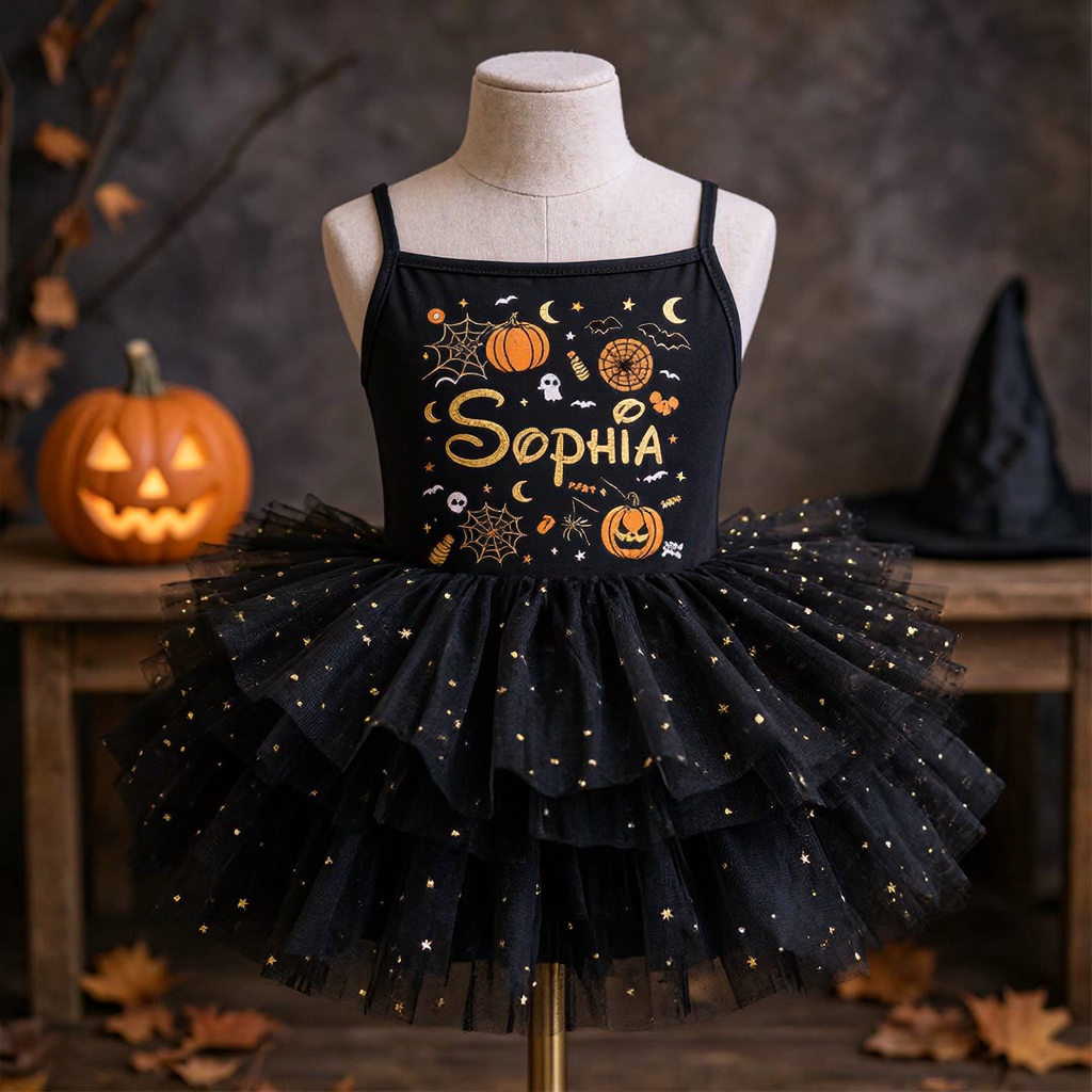 Personalized Girl Halloween Pumpkin Tutu Dress| YESHalloween10