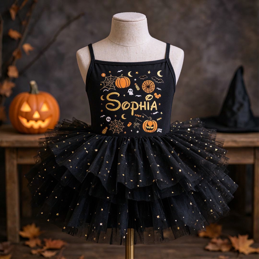 Personalized Girl Halloween Pumpkin Tutu Dress| YESHalloween10