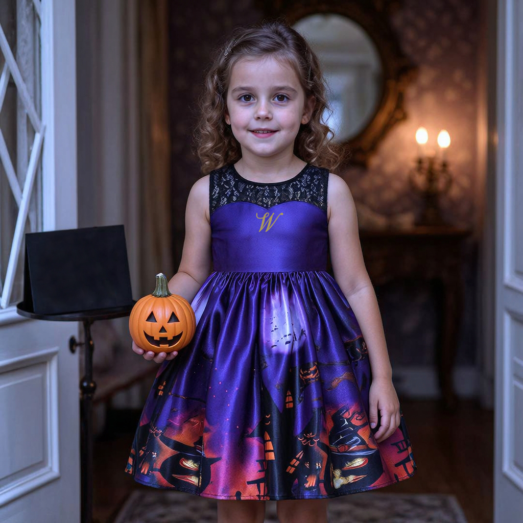 Personalized Girl Halloween Witch Costume Party Dress| YESHalloween16
