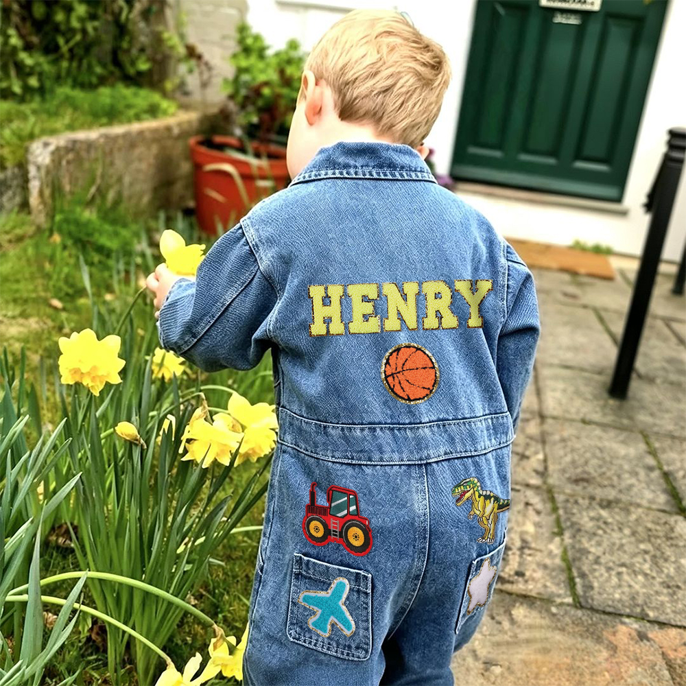 Personalized Baby Hand Patch Oversized Denim Jumpsuit| Pants61