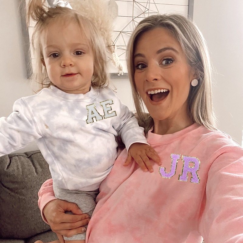 Personalized Chenille Patch Tie Dye Sweatshirt| Cloth105