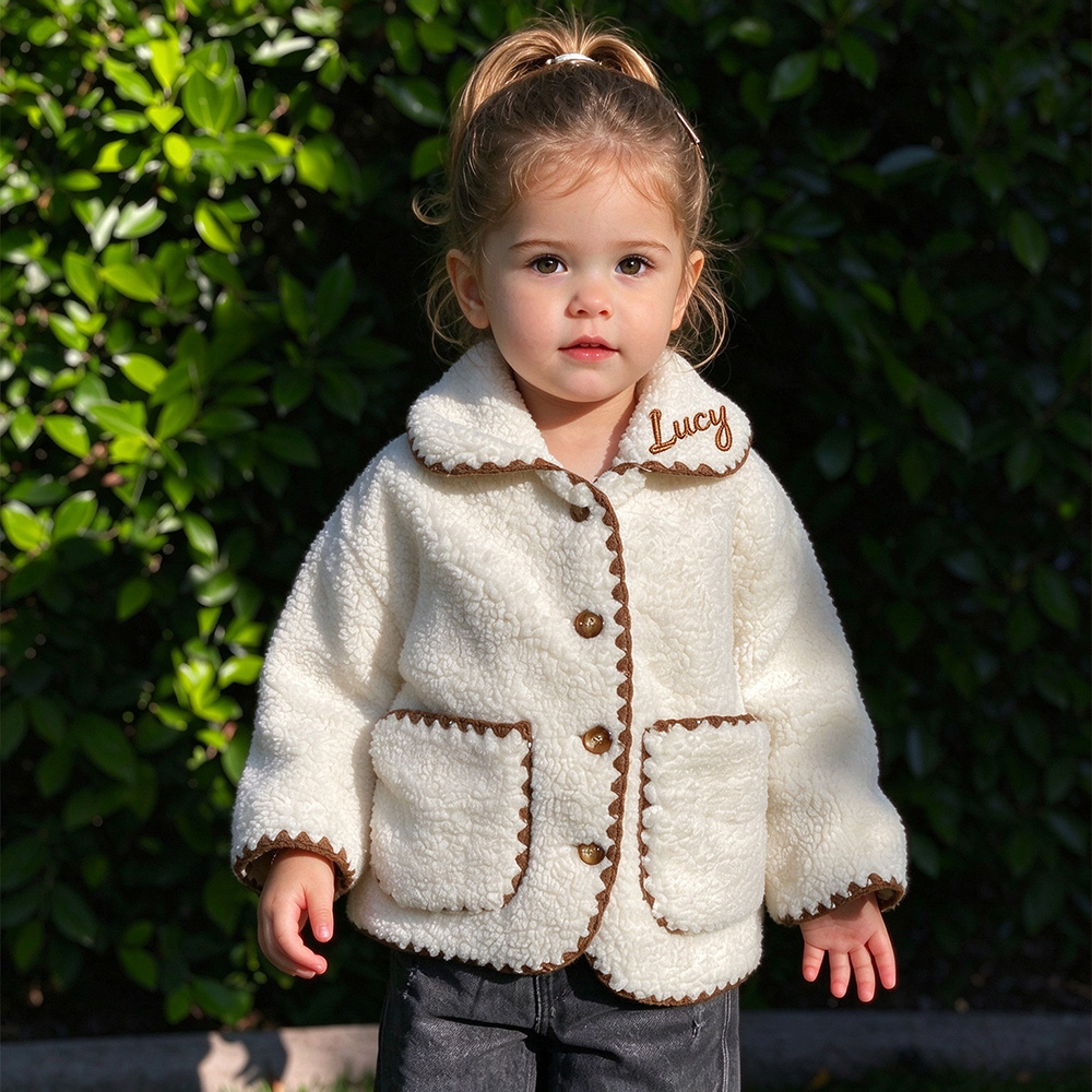 Personalized Embroidered Girls Sweet Teddy Fleece Coat | Cloth300