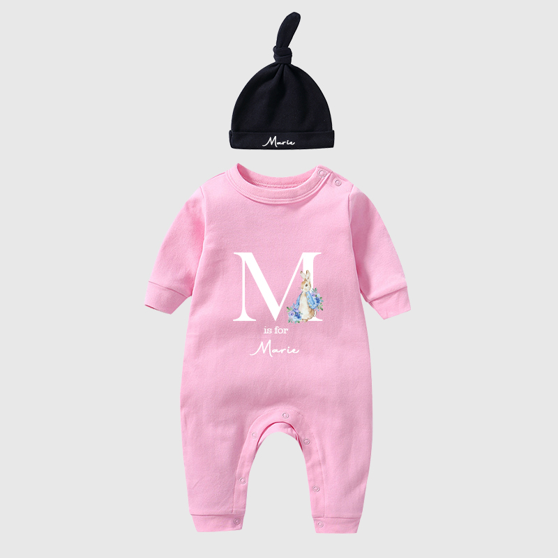 Personalised Blue Rabbit Initial Baby Going Home Sets| BBCloth03