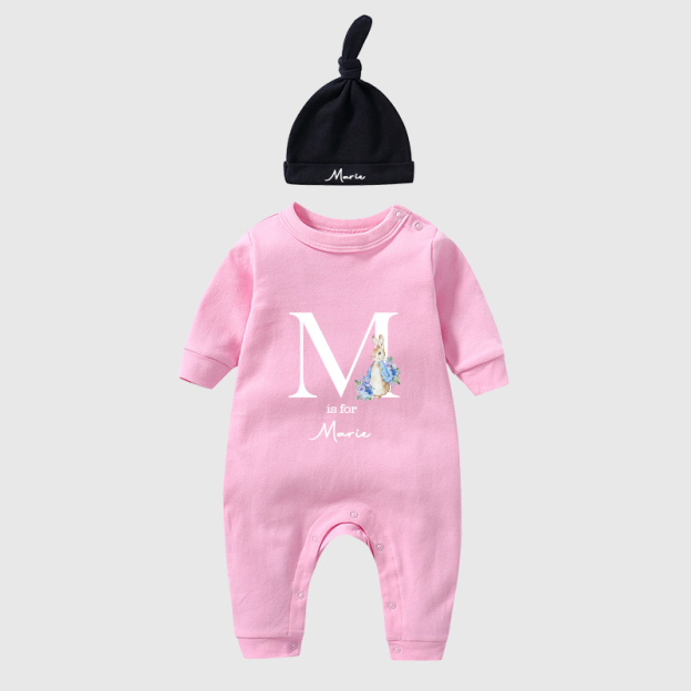Personalised Blue Rabbit Initial Baby Going Home Sets| BBCloth03