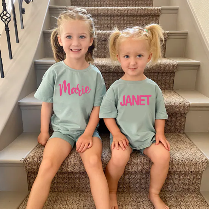 Personalized Kids Puff Vinyl Toddler Shorts Set| Cloth156