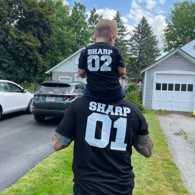 Personalised Dad and Baby Last Name Number Matching Shirts| Match02