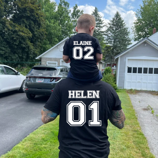 Personalised Dad and Baby Last Name Number Matching Shirts| Match03