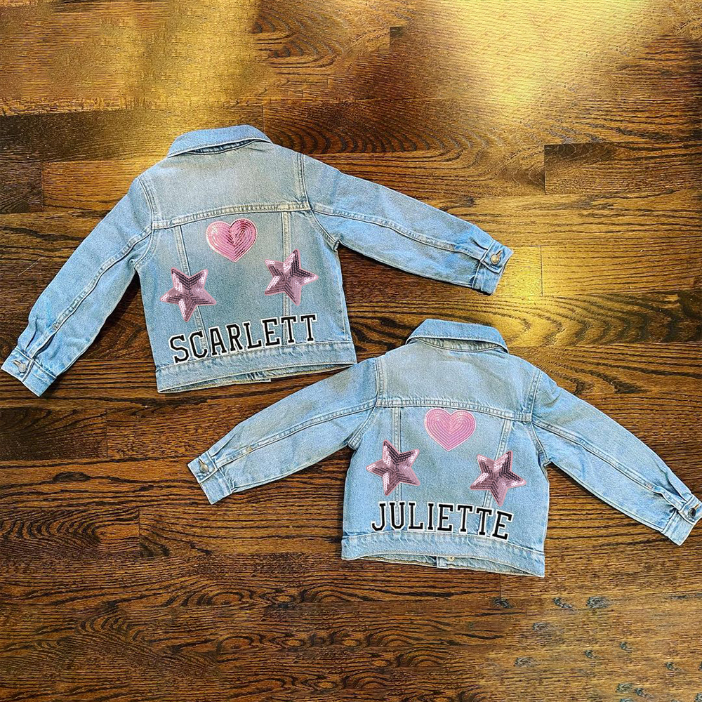 Personalized Girls Denim Patch Jacket| Cloth179