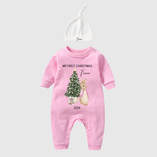 Personalized Baby First Christmas Rabbit Outfit| BBCloth1203