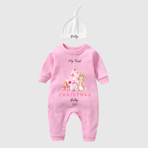 Personalized Baby First Christmas Rabbit Outfit| BBCloth1205