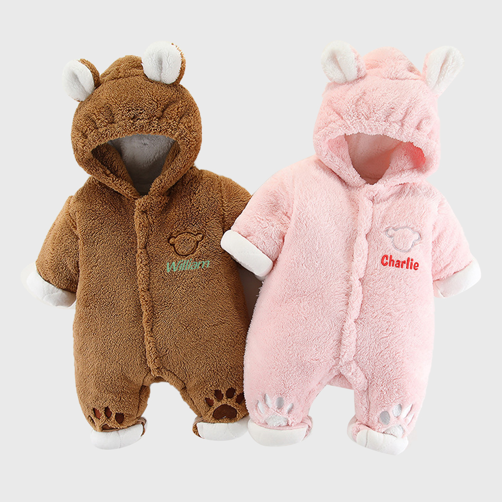 Personalized Unisex Baby Bear Fleece Jumpsuit| BBCloth77