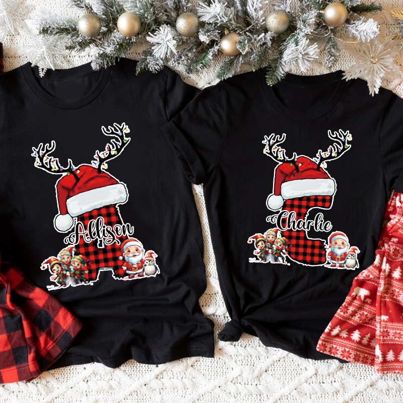 Personalized Family Christmas Monogrammed Name T-Shirt| Match0419