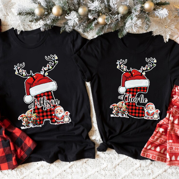 Personalized Family Christmas Monogrammed Name T-Shirt| Match0419
