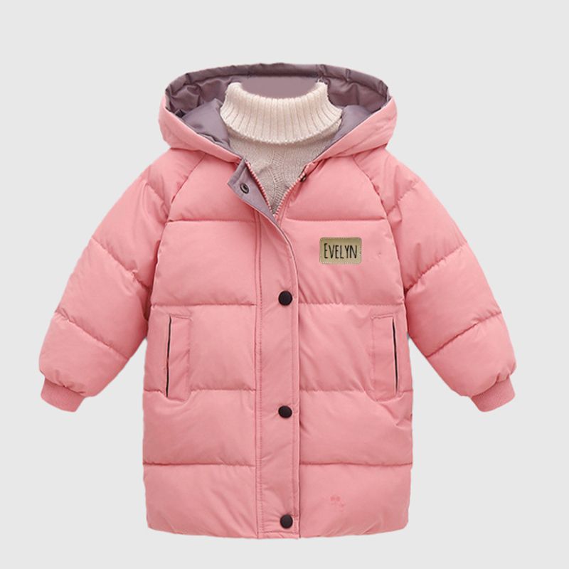 Personalized Kid Leather Patch Winter Thickened Warm Jacket| Cloth211