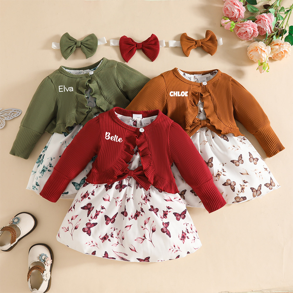 Personalized Baby Girl Butterfly Dress With Headband| BBcloth111