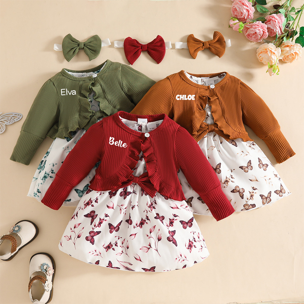 Personalized Baby Girl Butterfly Dress With Headband| BBcloth111