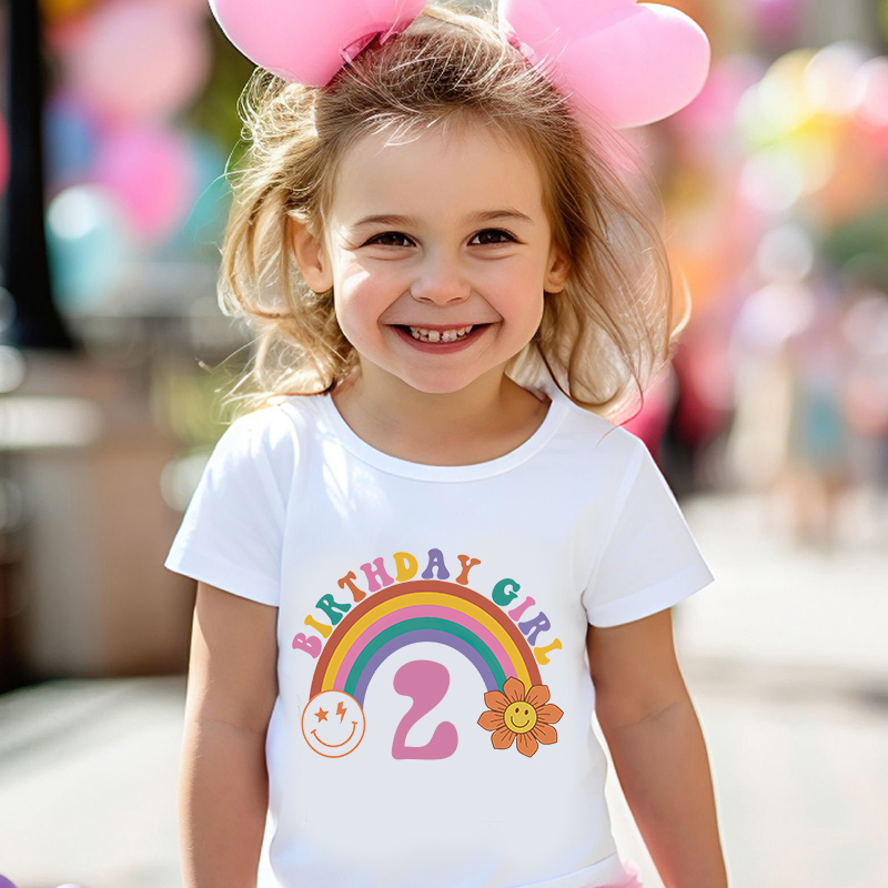 Personalized Girl Retro Rainbow Cozy T-Shirt| Cloth1436