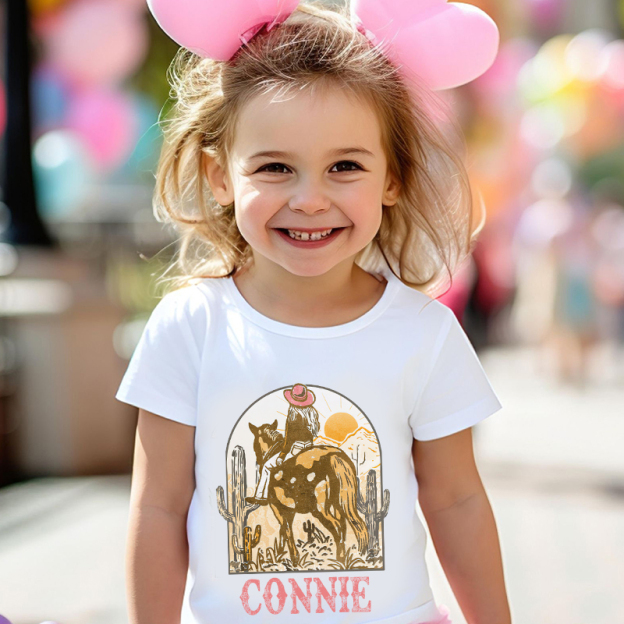 Personalized Retro Pink Cowgirl Cozy T-Shirt| Cloth1443