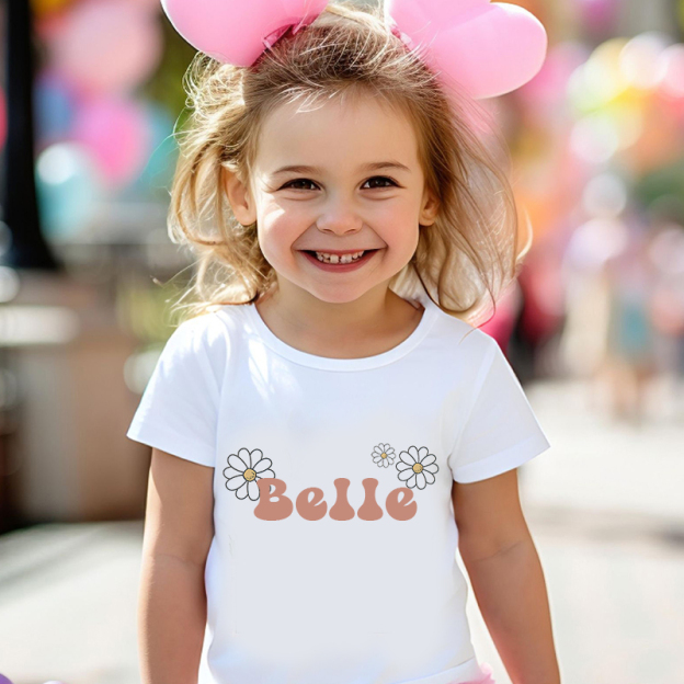 Personalized Girls Retro Cute Daisy T-Shirt| Cloth1425