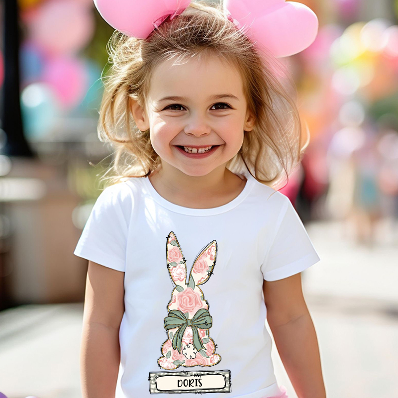 Personalized Kids Bunny Summer T-Shirt| Cloth1417