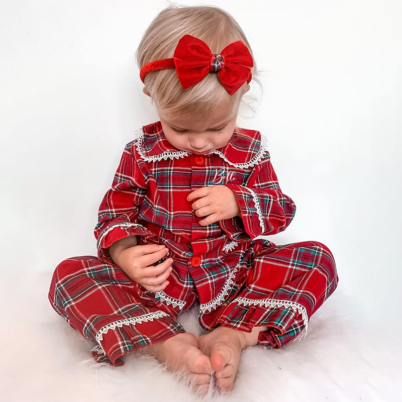 Personalized Kids Embroidered Name Christmas Pajamas| Cloth206