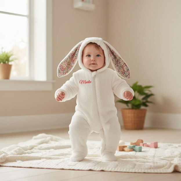 Personalized Baby  Bunny Hooded Romper| BBcloth120