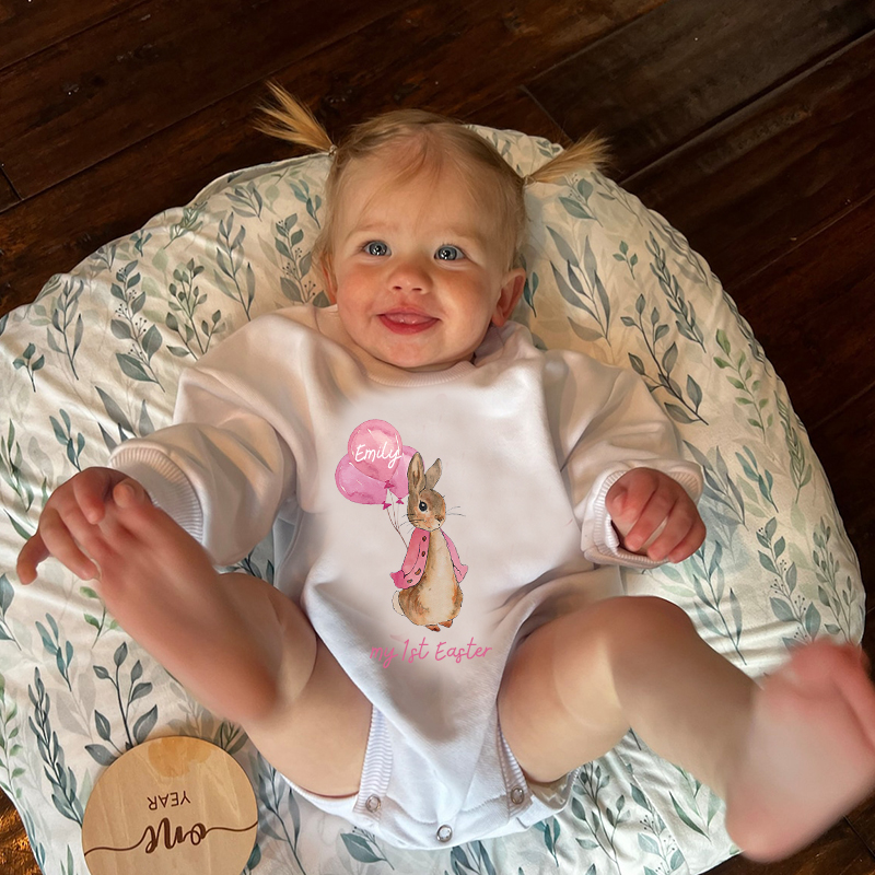 Personalized Baby's First Rabbit Sweatshirt Romper| BBcloth8202