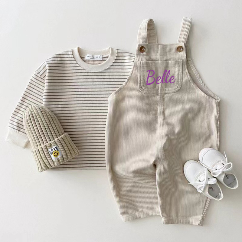 Personalized Kids Multicolor Cozy Overalls| Pants14