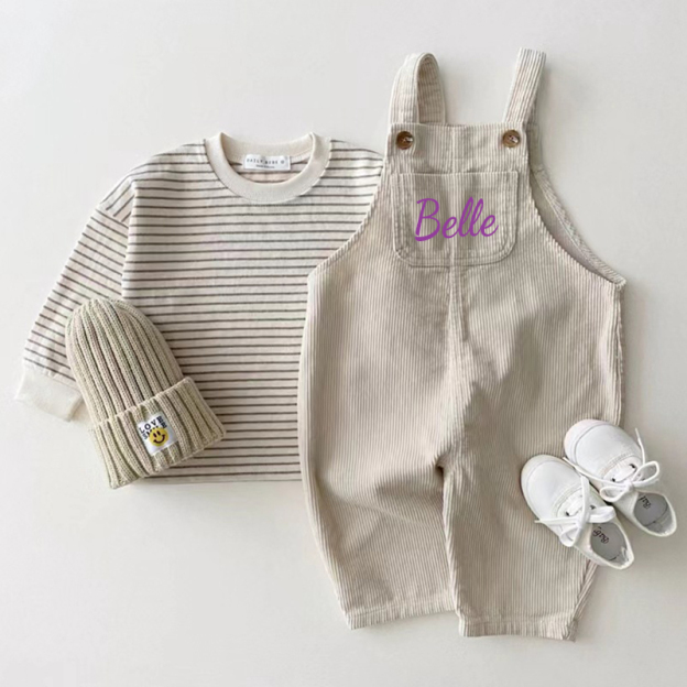 Personalized Kids Multicolor Cozy Overalls| Pants14