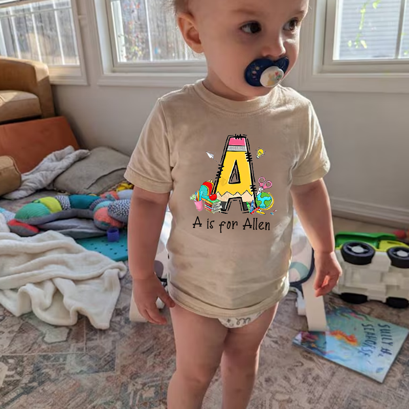 Personalized Kids Back To School Alphabet  Name T-Shirt| Cloth1408