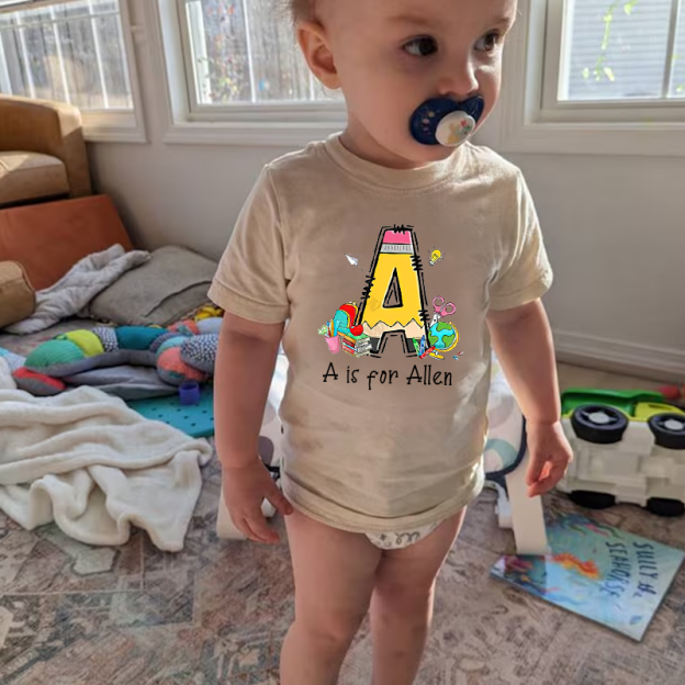 Personalized Kids Back To School Alphabet  Name T-Shirt| Cloth1408