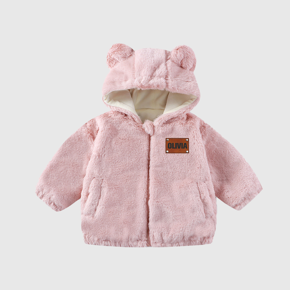 Personalized Leather Patch Kids Bear Jacket| Cloth255