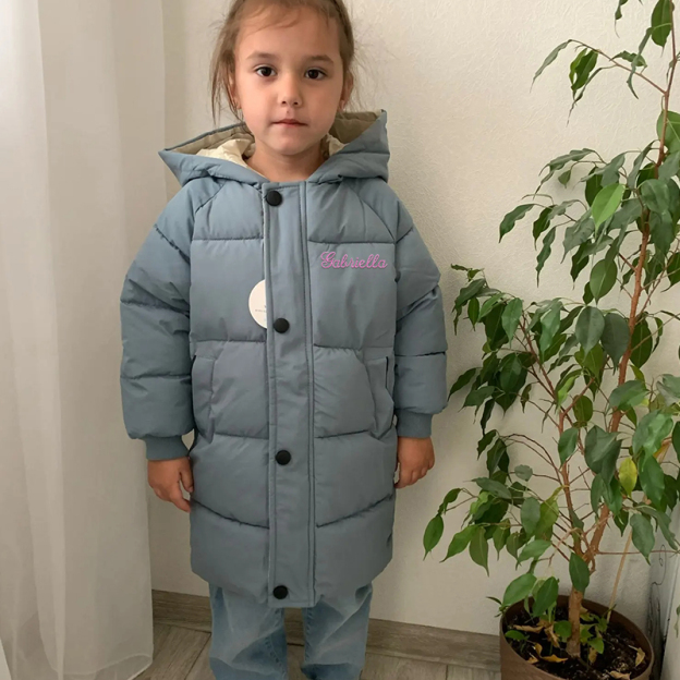 Personalized Kids Winter Thicken Warm Embroidered Long Jackets| Cloth199
