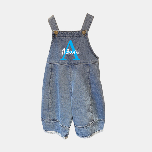 Personalized Kids Initial Oversized Denim Loose Overalls| Pants09