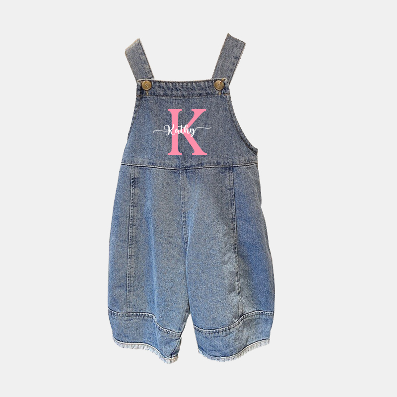 Personalized Kids Initial Oversized Denim Loose Overalls| Pants10