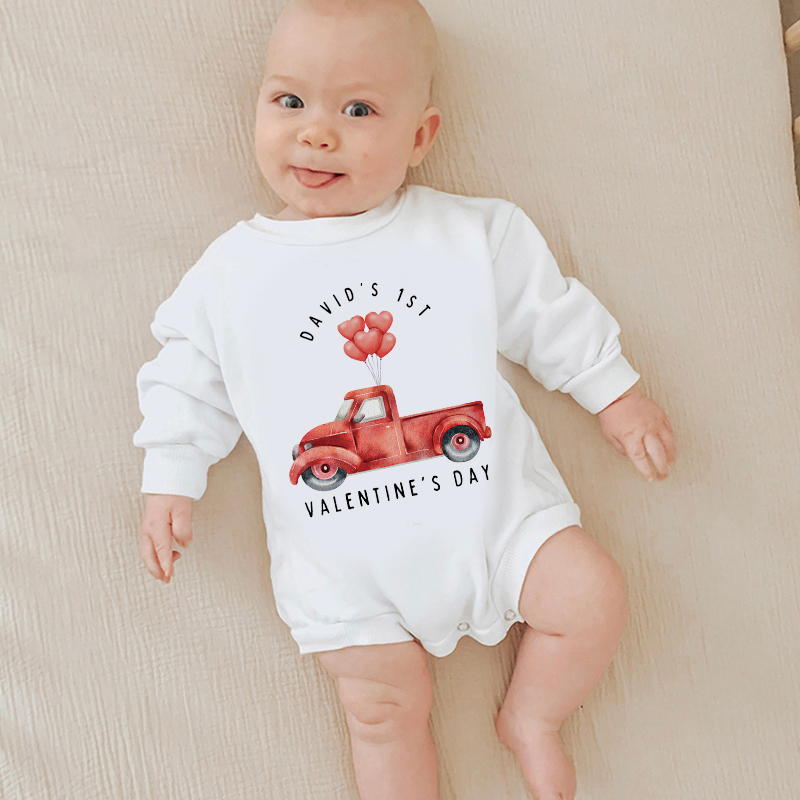Personalized Baby First Valentines Day Sweatshirt Romper| YESVa04
